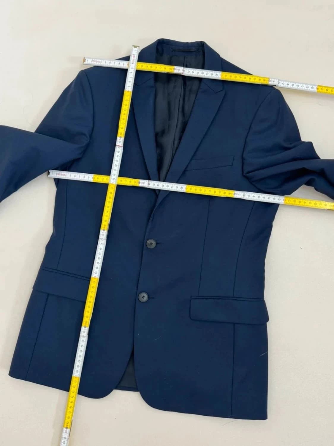 Veste blazer bleu marine Zapa 100% laine doublure camouflage taille 48/M - Photo 9/10