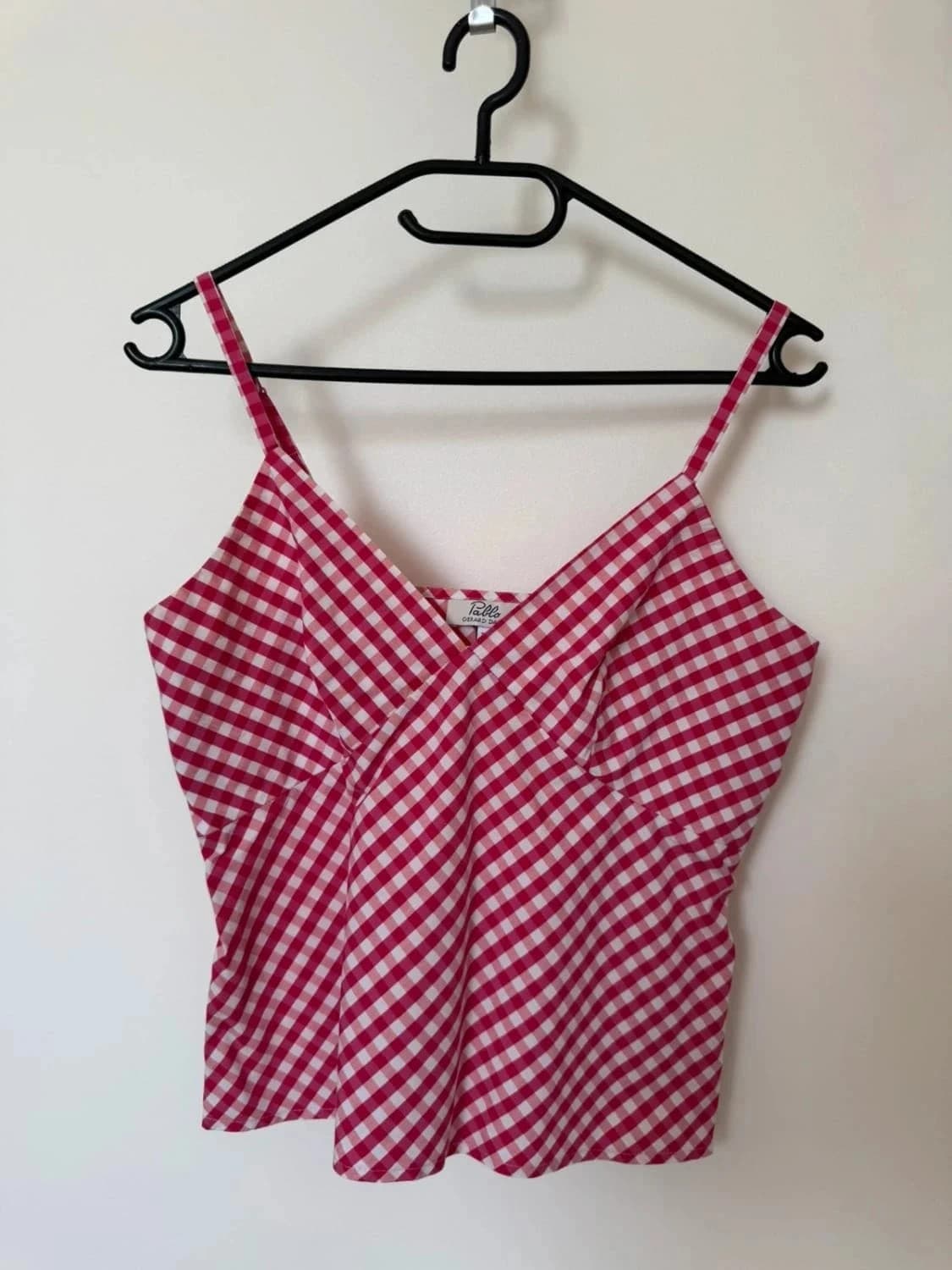 Top fines bretelles réglables Pablo Gerard Darel Vichy rose taille 36 - Photo 2/7