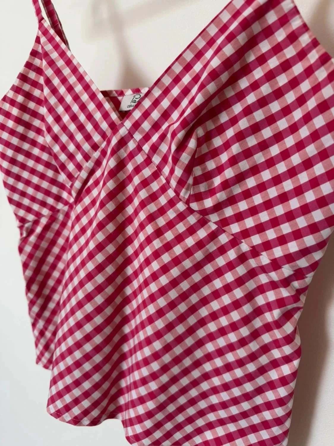 Top fines bretelles réglables Pablo Gerard Darel Vichy rose taille 36 - Photo 3/7