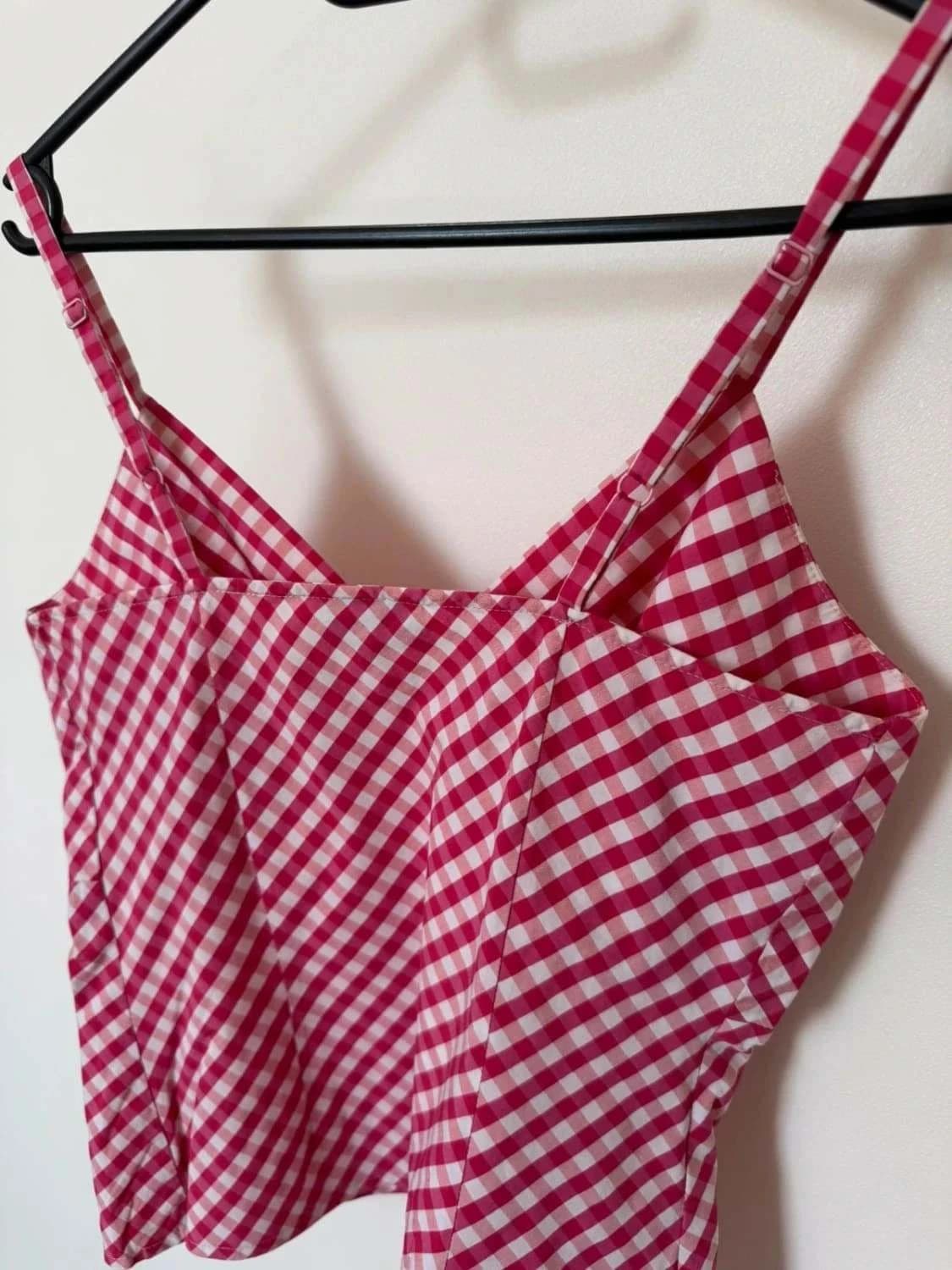 Top fines bretelles réglables Pablo Gerard Darel Vichy rose taille 36 - Photo 7/7