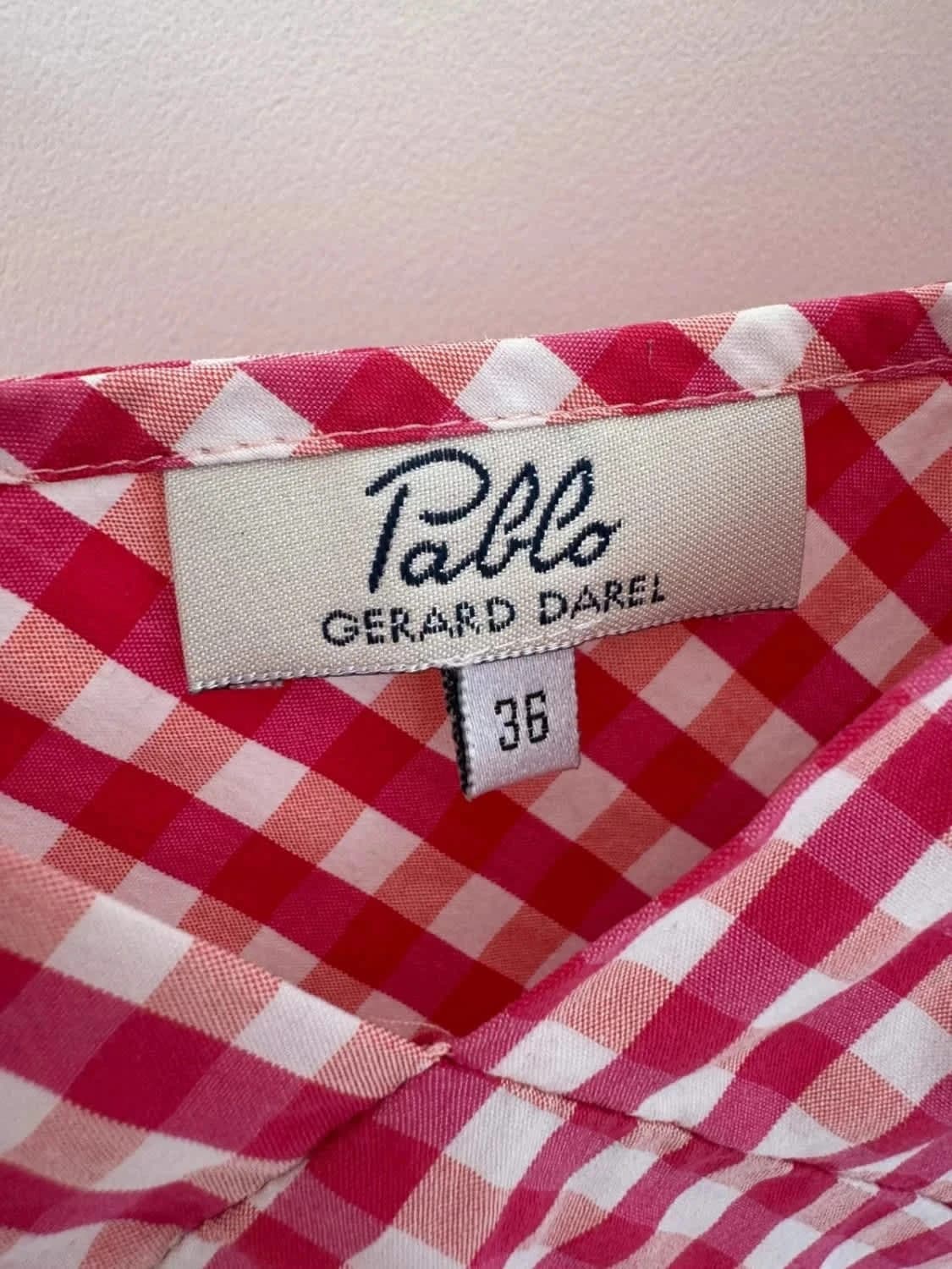 Top fines bretelles réglables Pablo Gerard Darel Vichy rose taille 36 - Photo 4/7