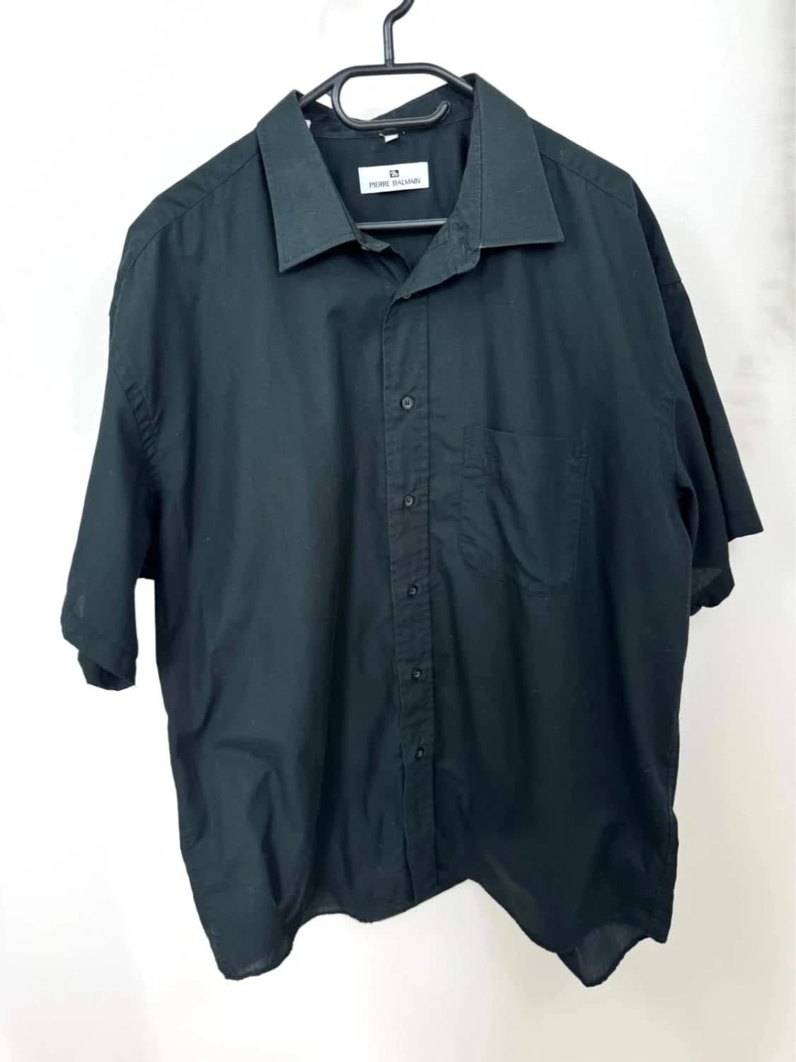 Chemise noire manches courtes Pierre Balmain logo brodé taille XXL - Photo 2/6