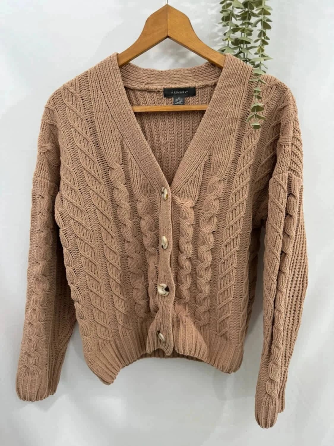 Cardigan en maille torsadé beige taille XS - Photo 2/6