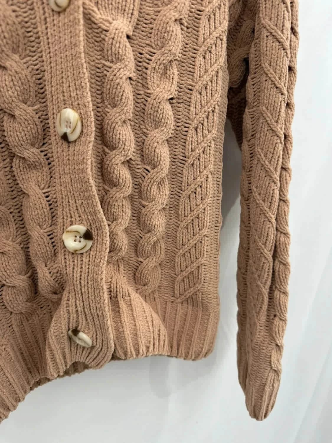 Cardigan en maille torsadé beige taille XS - Photo 3/6