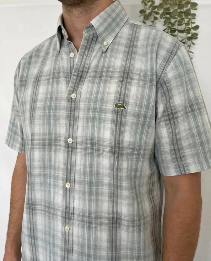 Lacoste chemise manches courtes à carreaux taille M - Photo 1/7