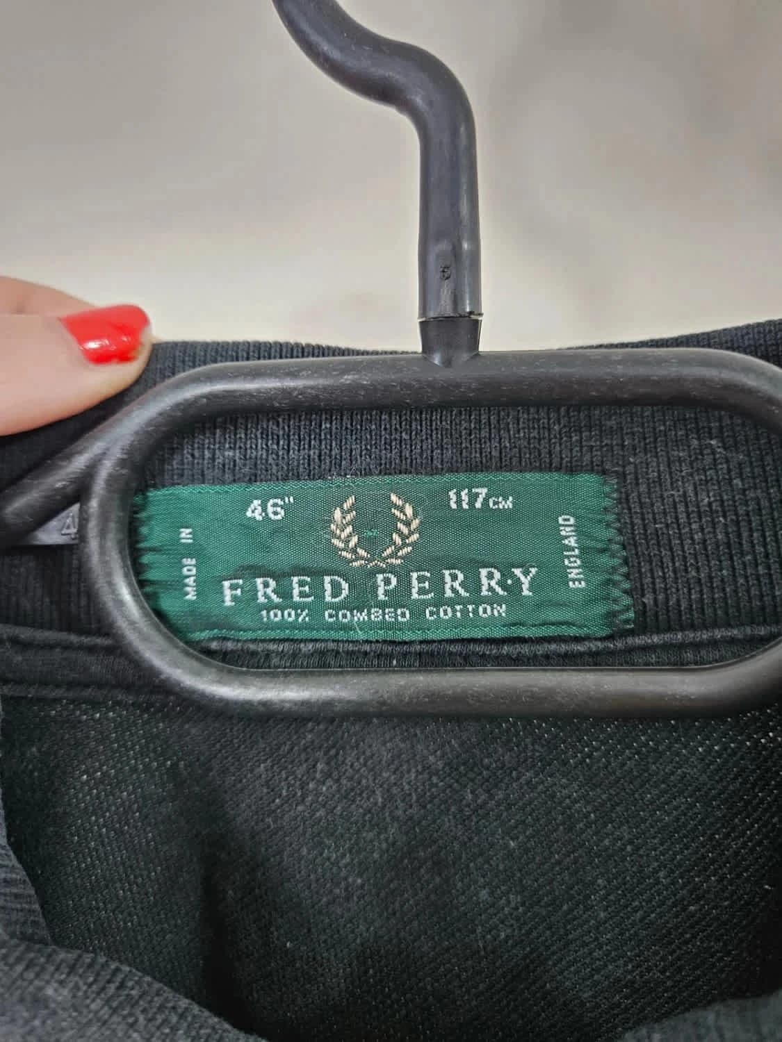 Polo noir Fred Perry vintage logo brodé 100% coton - Photo 6/6