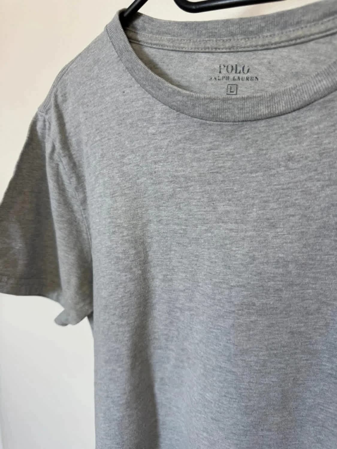 T-shirt gris Polo Ralph Lauren logo brodé bleu marine taille L - Photo 5/8