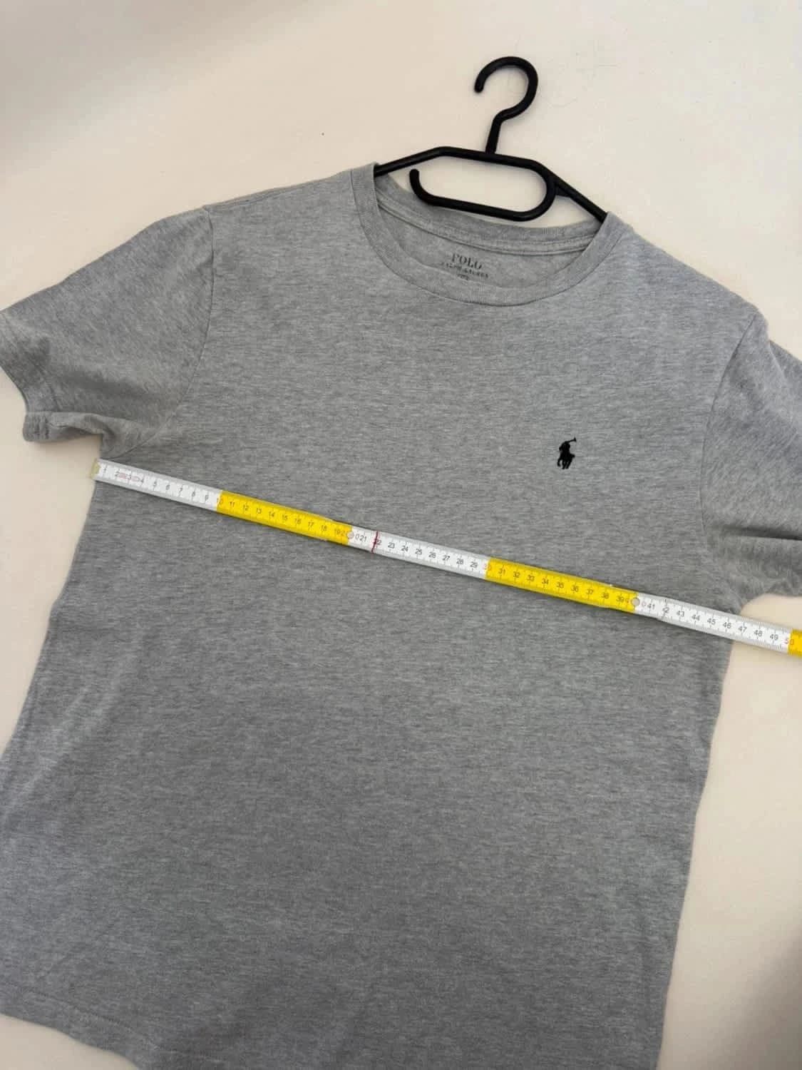T-shirt gris Polo Ralph Lauren logo brodé bleu marine taille L - Photo 8/8