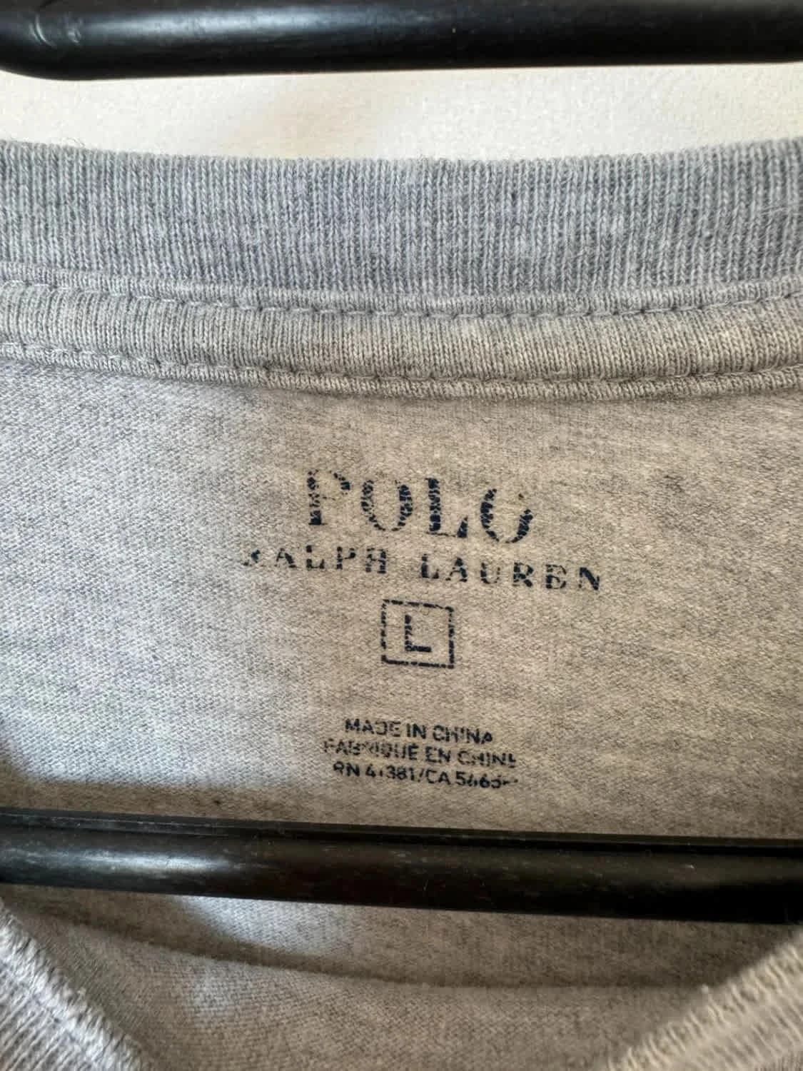 T-shirt gris Polo Ralph Lauren logo brodé bleu marine taille L - Photo 3/8