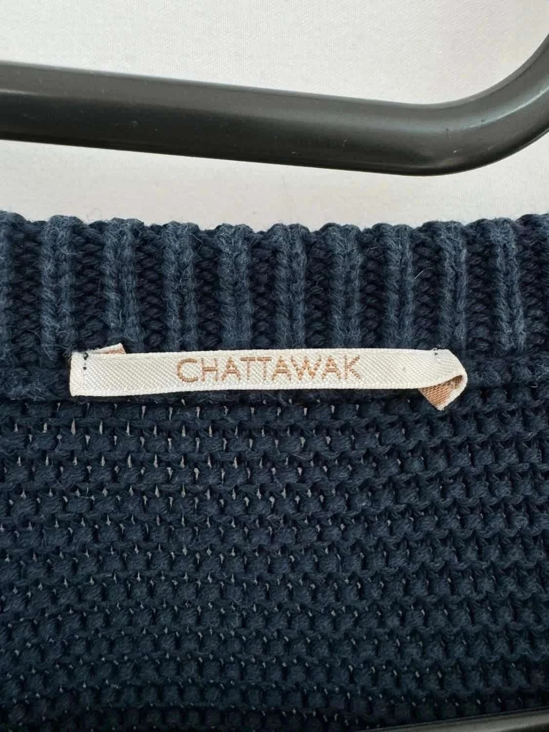Pull torsadé bleu marine manches courtes Chattawak 100% coton - Photo 4/5