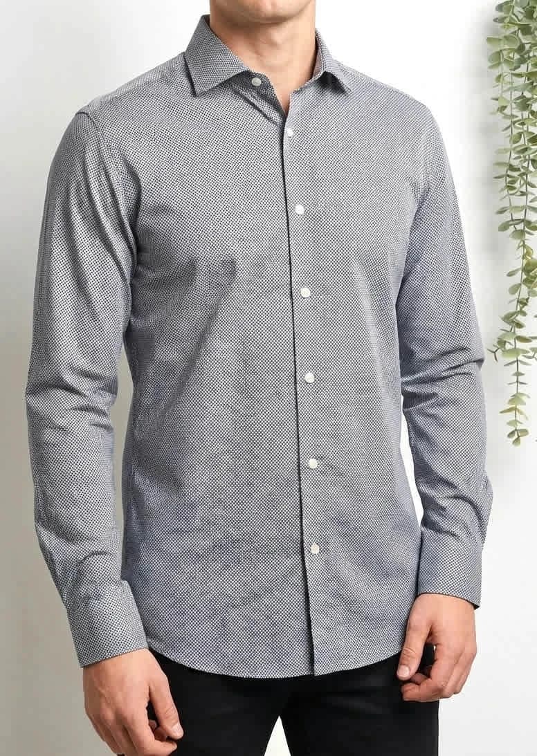 Chemise à motifs slim fit 100% coton Guy Laroche taille L - Photo 1/7