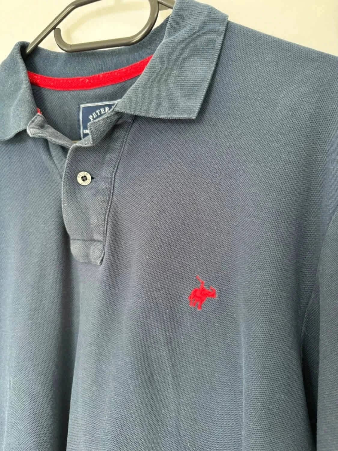 Polo manches longues 100% coton bleu marine logo brodé Peter Polo taille XL - Photo 5/6