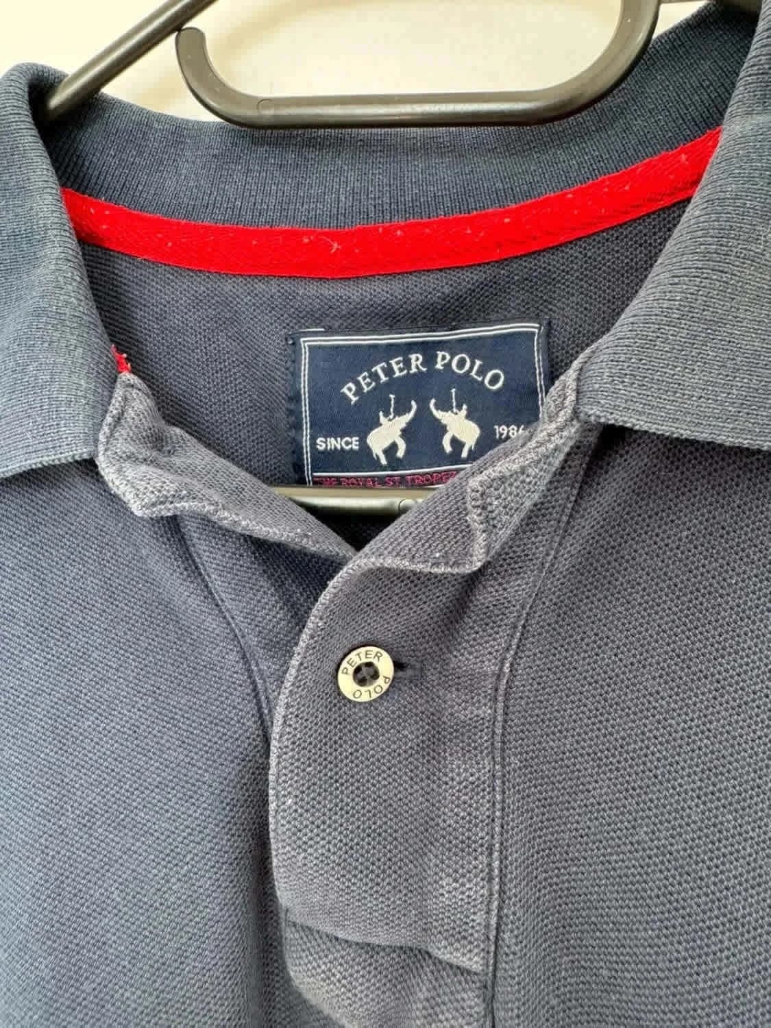 Polo manches longues 100% coton bleu marine logo brodé Peter Polo taille XL - Photo 4/6