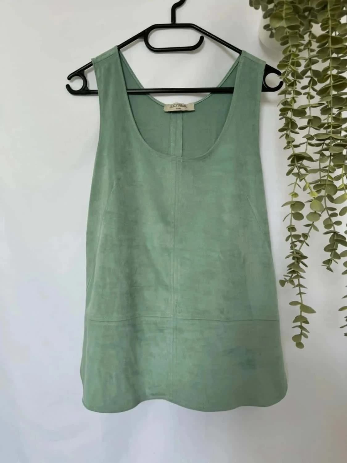 Débardeur suédine doux vert d’eau Juicy Pearl taille S Fabriqué en France - Photo 2/5