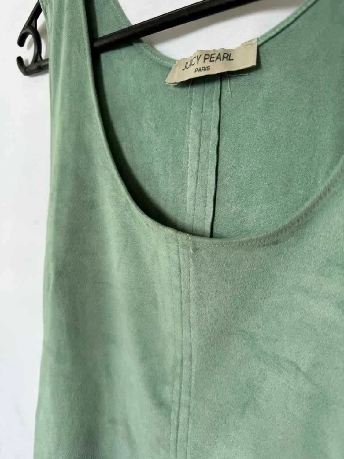 Débardeur suédine doux vert d’eau Juicy Pearl taille S Fabriqué en France - Photo 3/5