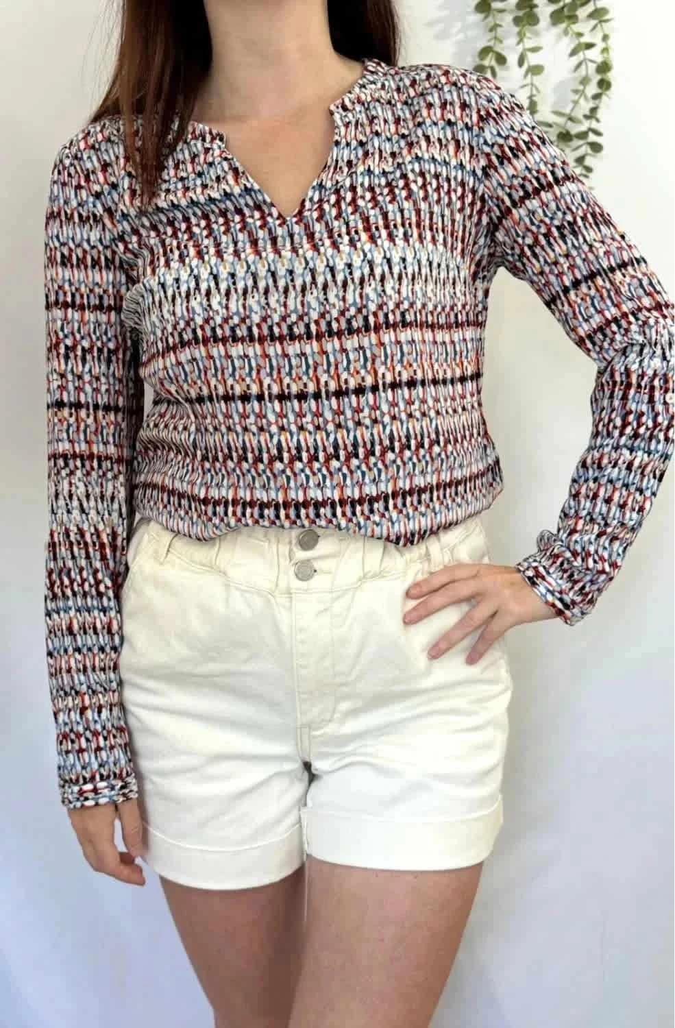 Blouse Caroll col V à motifs taille 40 - Photo 1/7