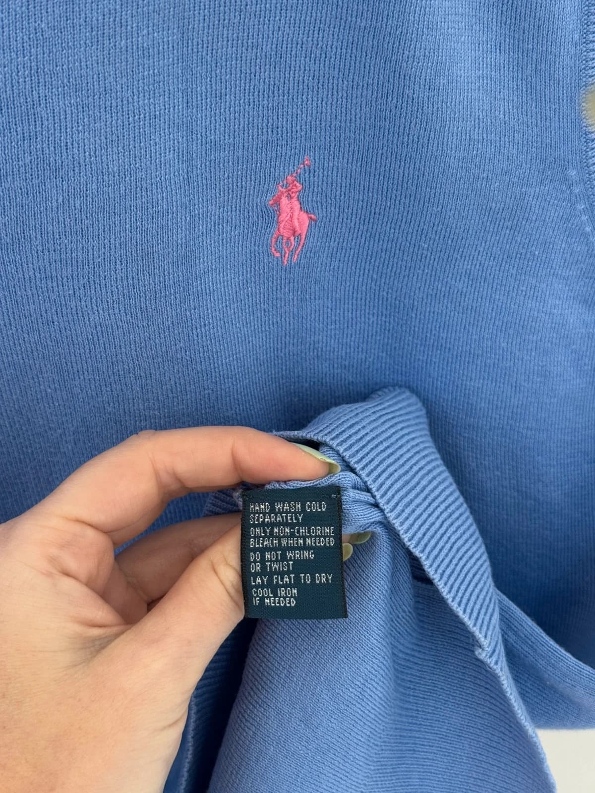 Pull sans manches Ralph Lauren bleu lavande logo rose taille XL coton pima - PP2603290 - Photo 6/7