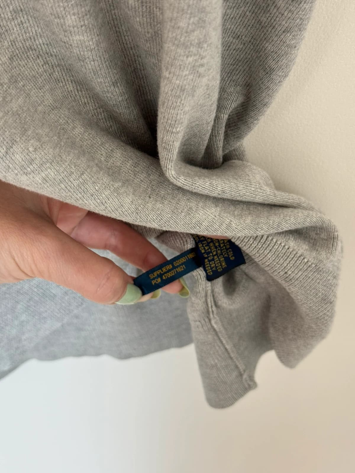 Pull sans manches Polo Ralph Lauren gris clair logo pony bleu brodé  taille L - PP2603267 - Photo 6/7