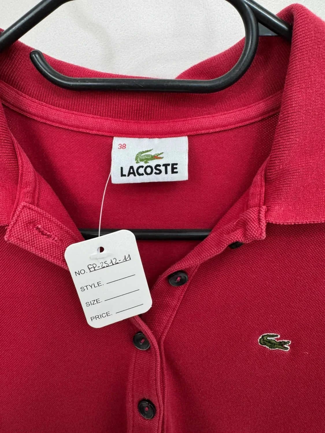 Polo manches longues Lacoste rouge coton piqué taille 38 - FP251211 - Photo 4/6