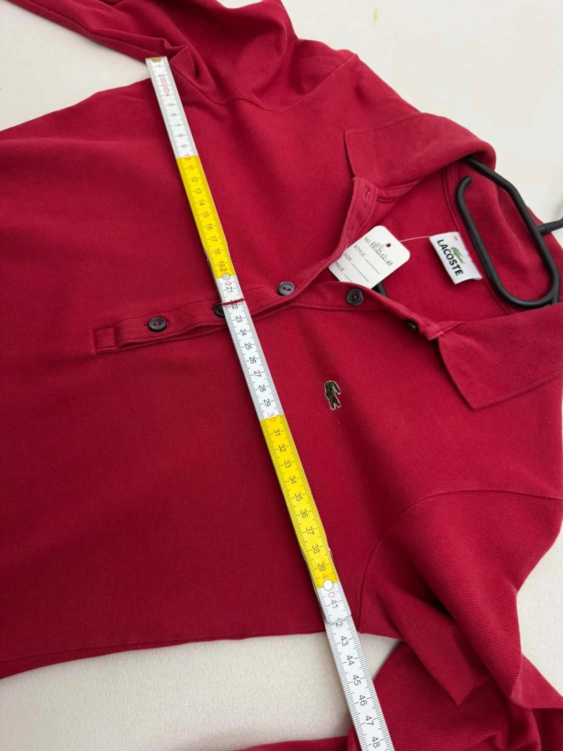 Polo manches longues Lacoste rouge coton piqué taille 38 - FP251211 - Photo 6/6