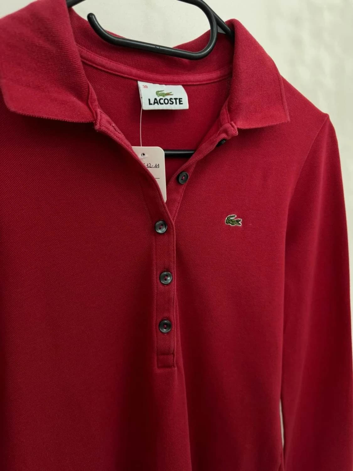 Polo manches longues Lacoste rouge coton piqué taille 38 - FP251211 - Photo 3/6
