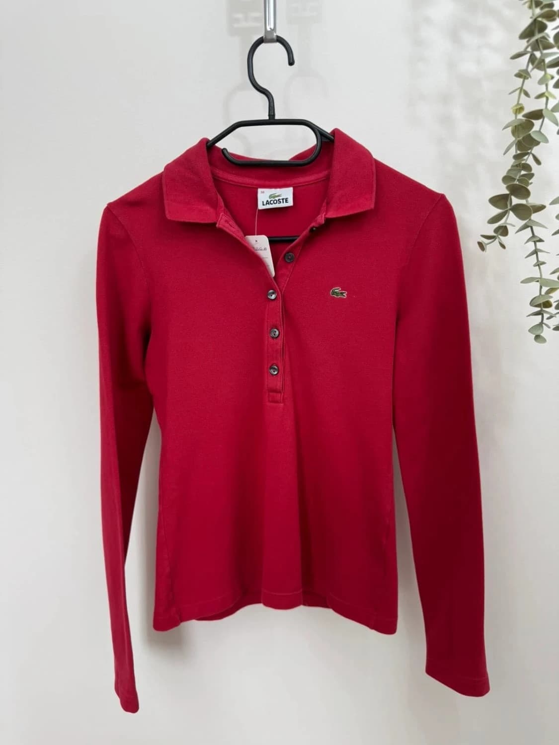 Polo manches longues Lacoste rouge coton piqué taille 38 - FP251211 - Photo 2/6