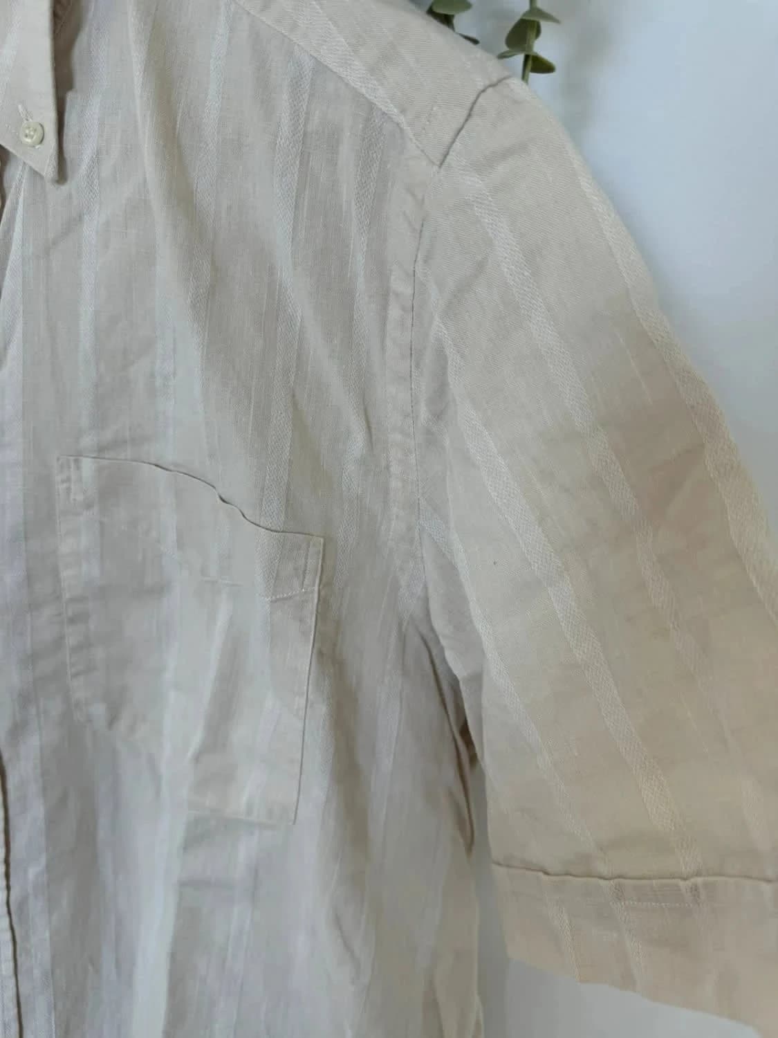 Chemise crème manches courtes lin Mauro Bassetti taille 43 - Photo 4/7