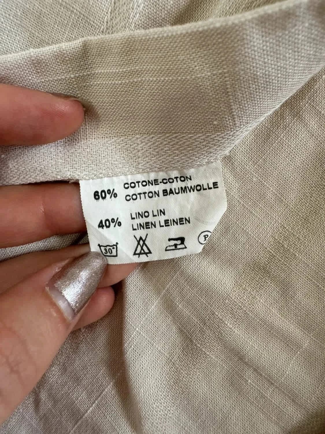Chemise crème manches courtes lin Mauro Bassetti taille 43 - Photo 7/7