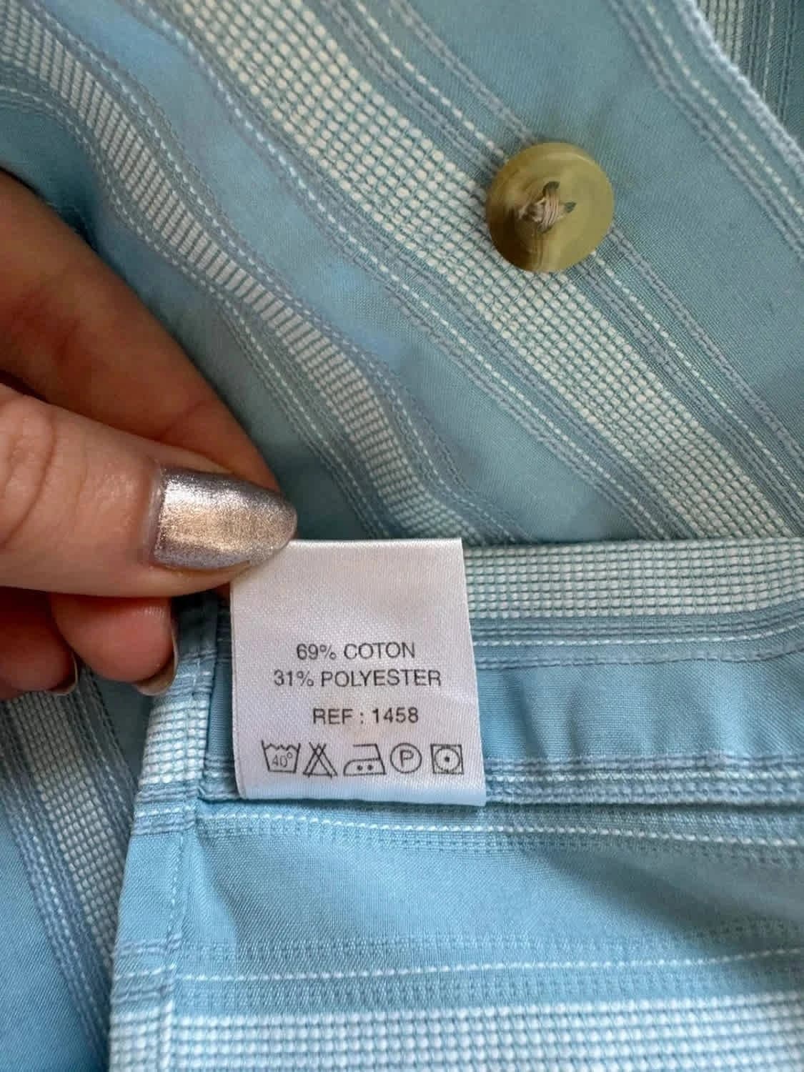 Chemise manches courtes bleue à rayures taille L - Photo 7/7