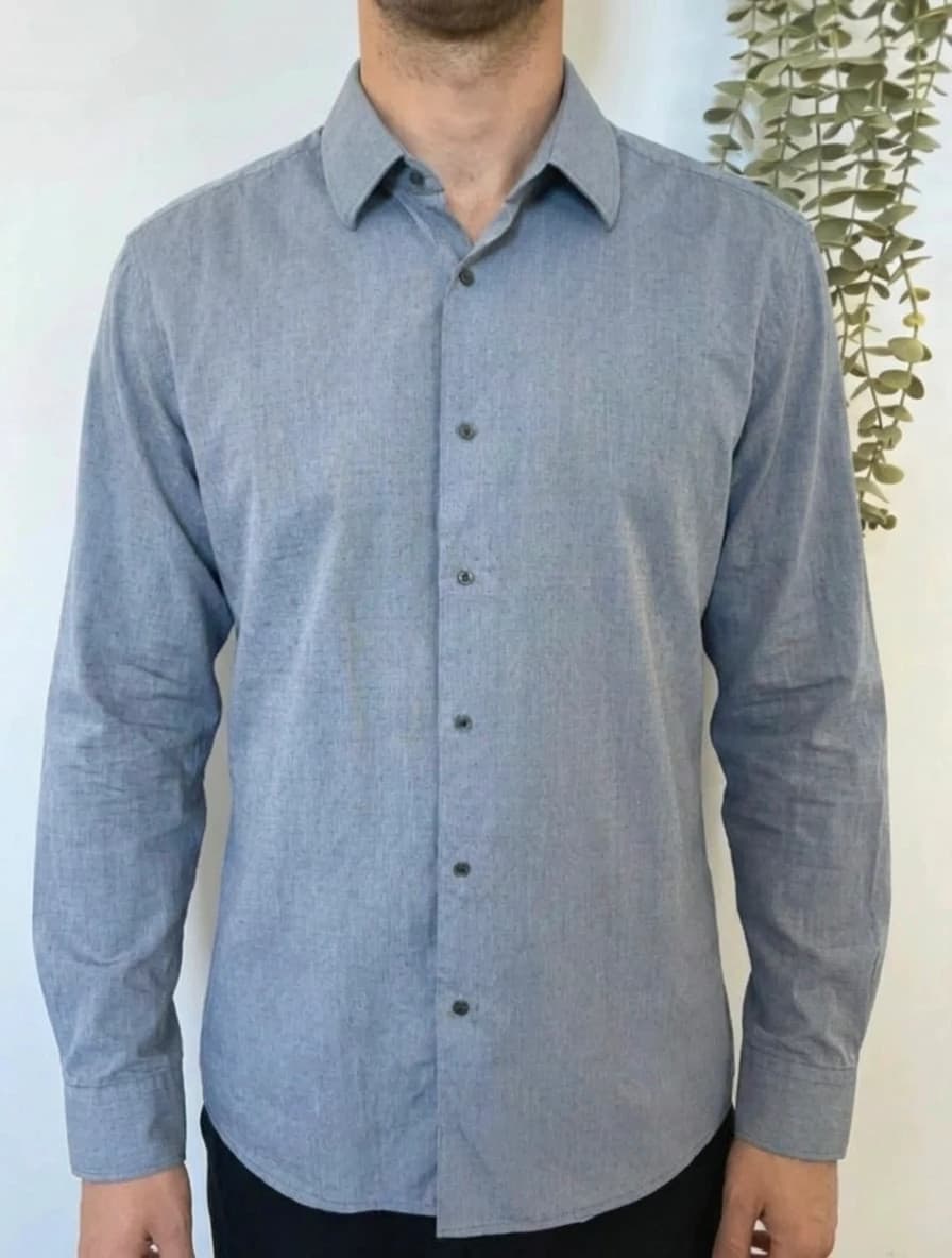 Chemise bleue manches longues boutons pressions Karl Lagerfeld taille 41 - Photo 1/9