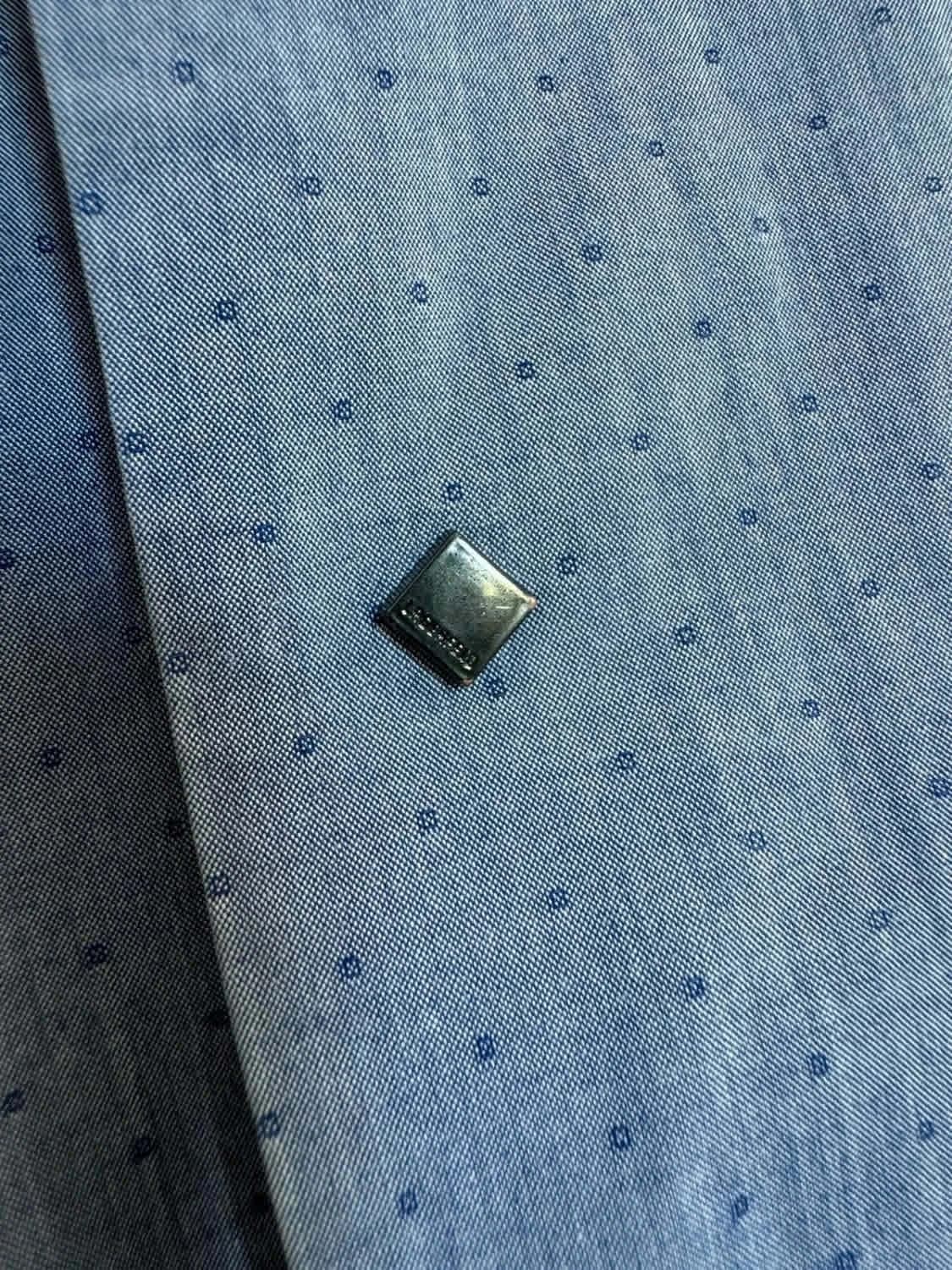 Chemise bleue manches longues boutons pressions Karl Lagerfeld taille 41 - Photo 5/9