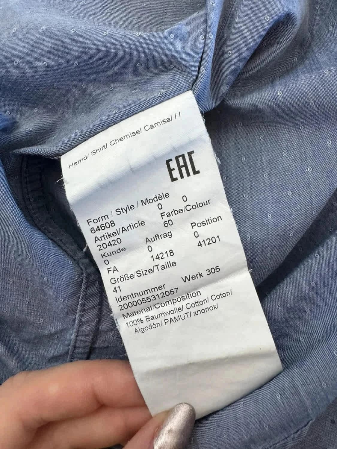 Chemise bleue manches longues boutons pressions Karl Lagerfeld taille 41 - Photo 7/9