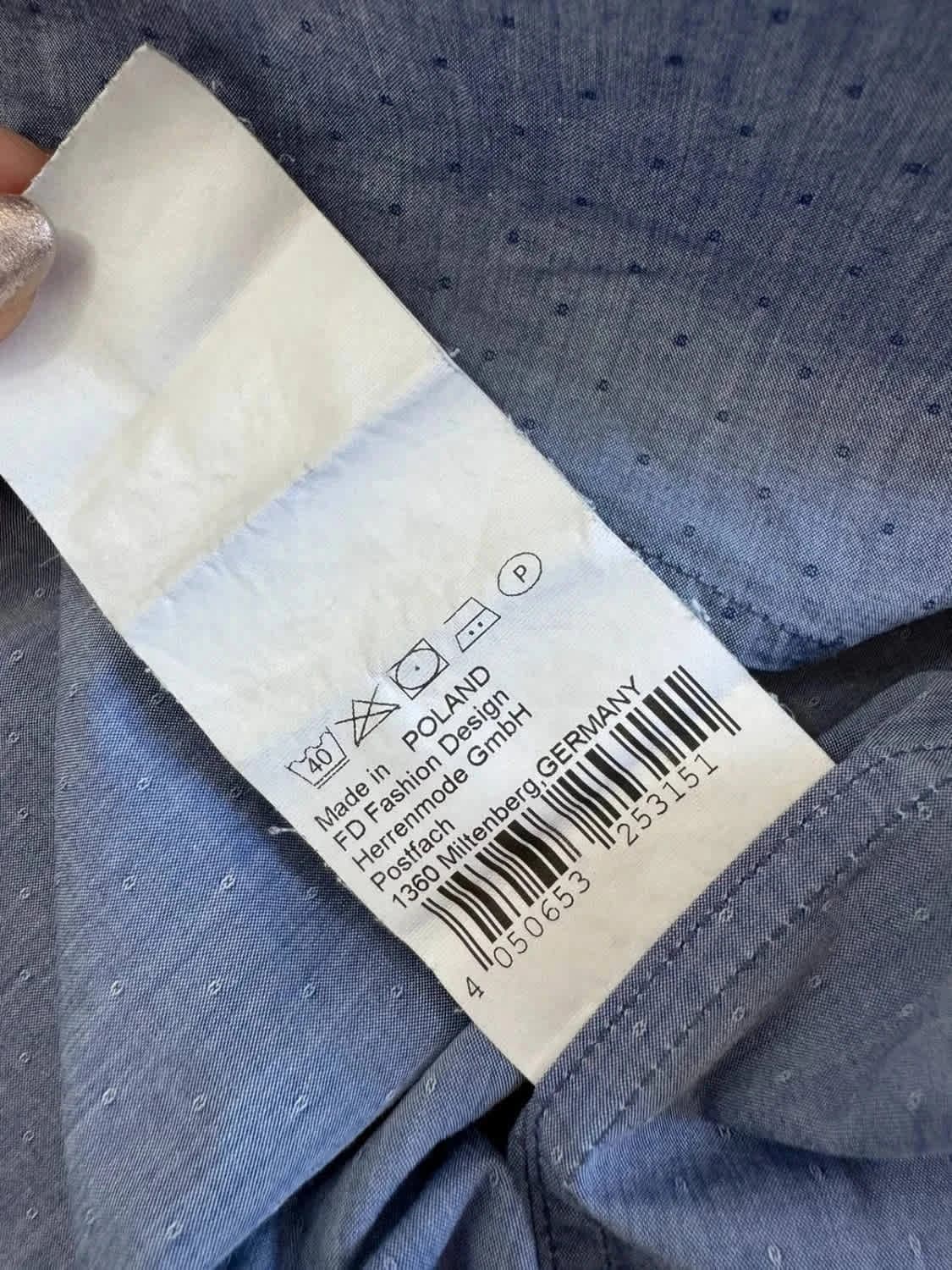 Chemise bleue manches longues boutons pressions Karl Lagerfeld taille 41 - Photo 8/9