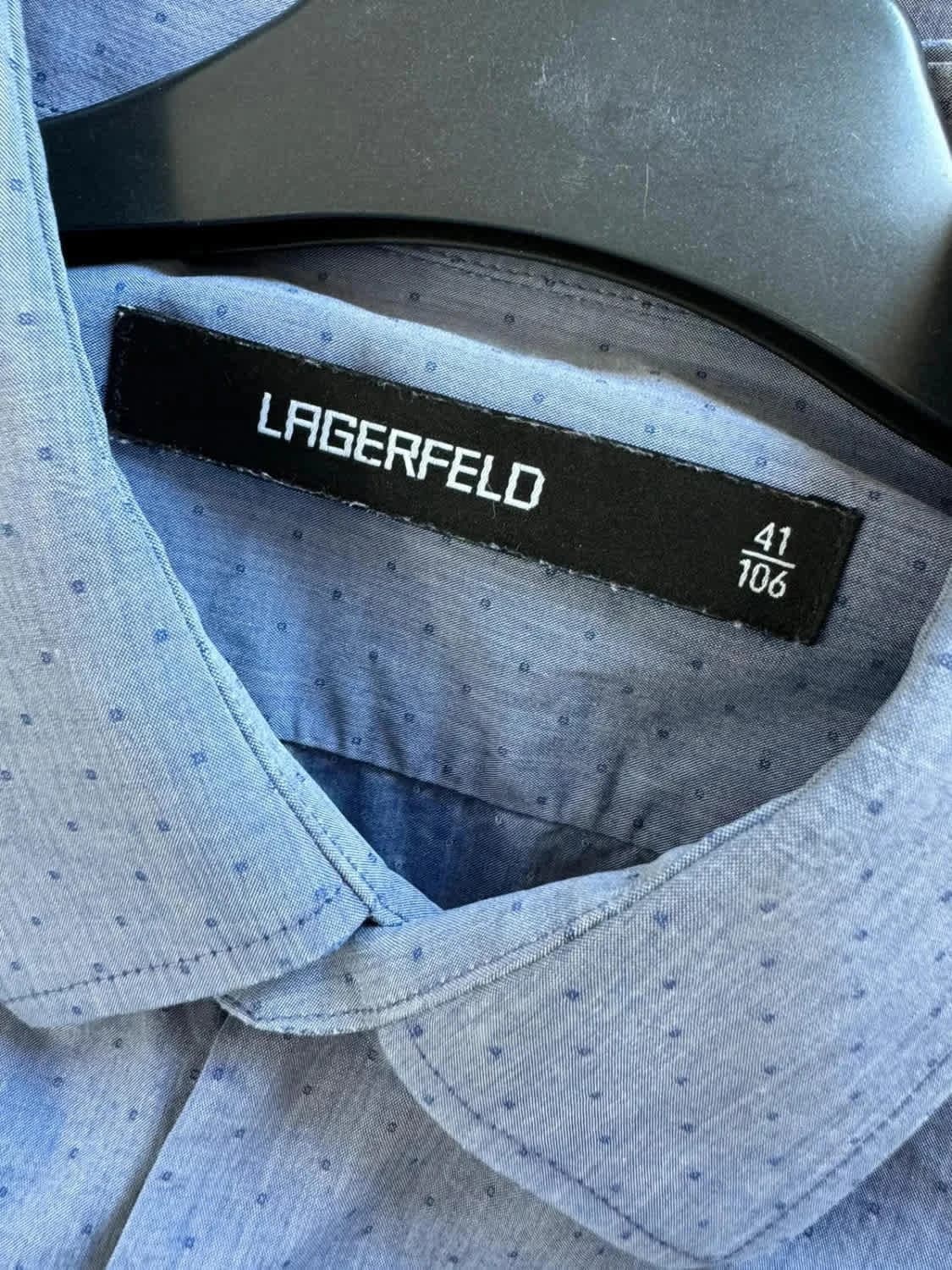 Chemise bleue manches longues boutons pressions Karl Lagerfeld taille 41 - Photo 6/9