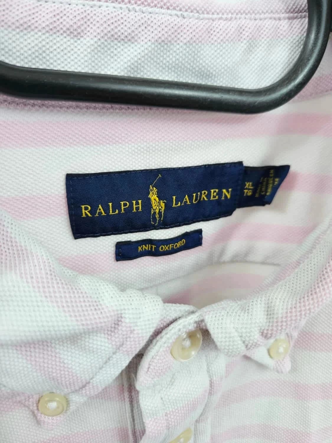 Polo rayé rose blanc Ralph Lauren Knit Oxford logo brodé blanc taille XL - Photo 3/9