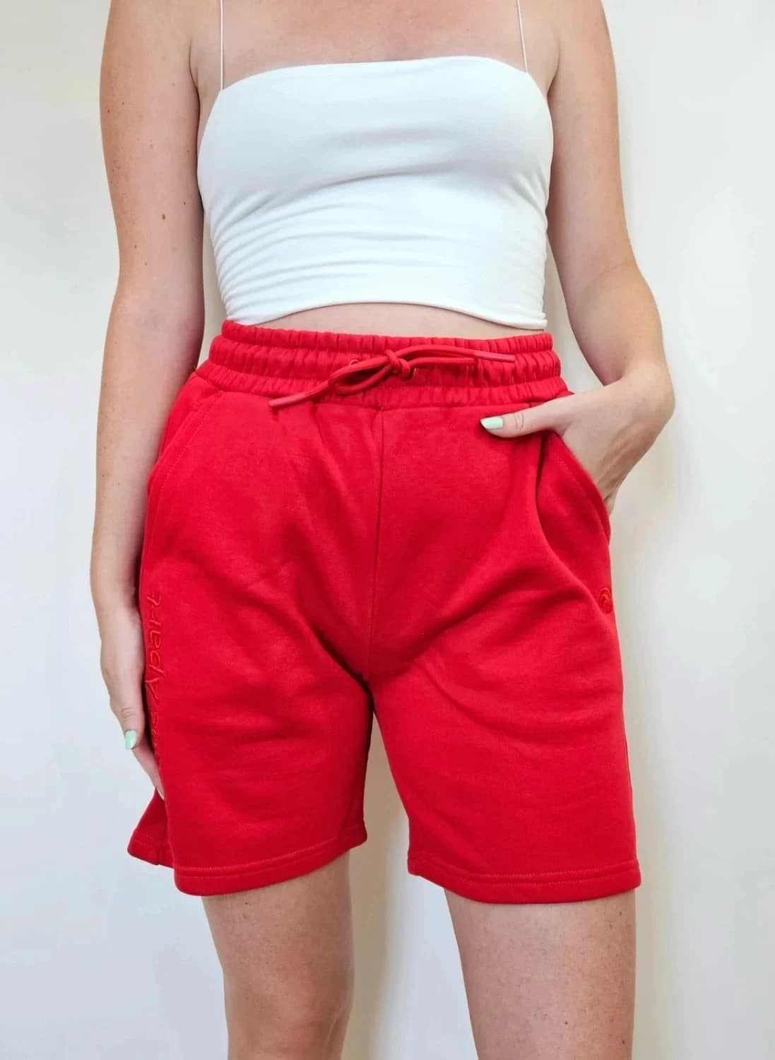 Short Oceans Apart rouge Glow Sweat brodé taille S - Photo 2/7