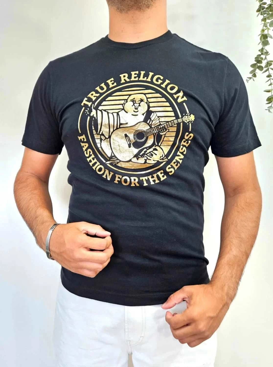 T-shirt True Religion noir foil doré logo buddha taille M - Photo 1/6