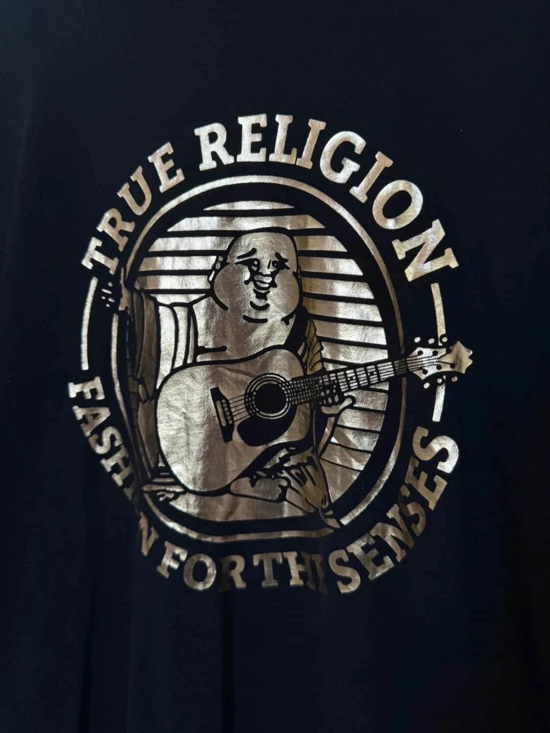 T-shirt True Religion noir foil doré logo buddha taille M - Photo 4/6