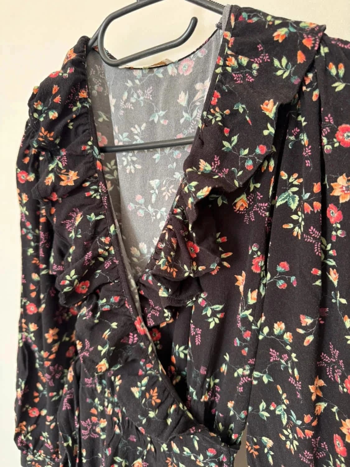 Robe portefeuille manches longues Maje Rosalio imprimé fleuri noir taille 3 - Photo 6/9