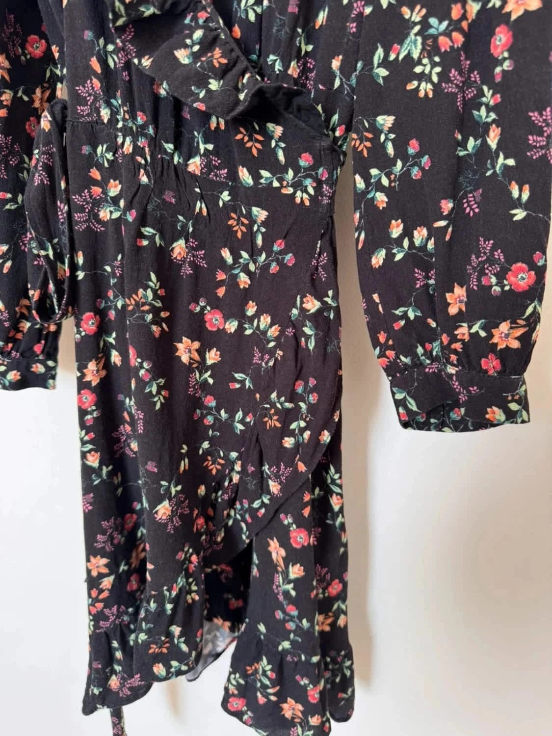 Robe portefeuille manches longues Maje Rosalio imprimé fleuri noir taille 3 - Photo 7/9