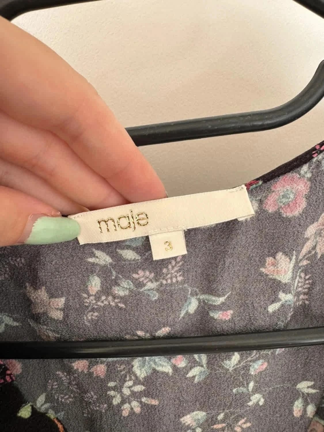 Robe portefeuille manches longues Maje Rosalio imprimé fleuri noir taille 3 - Photo 2/9