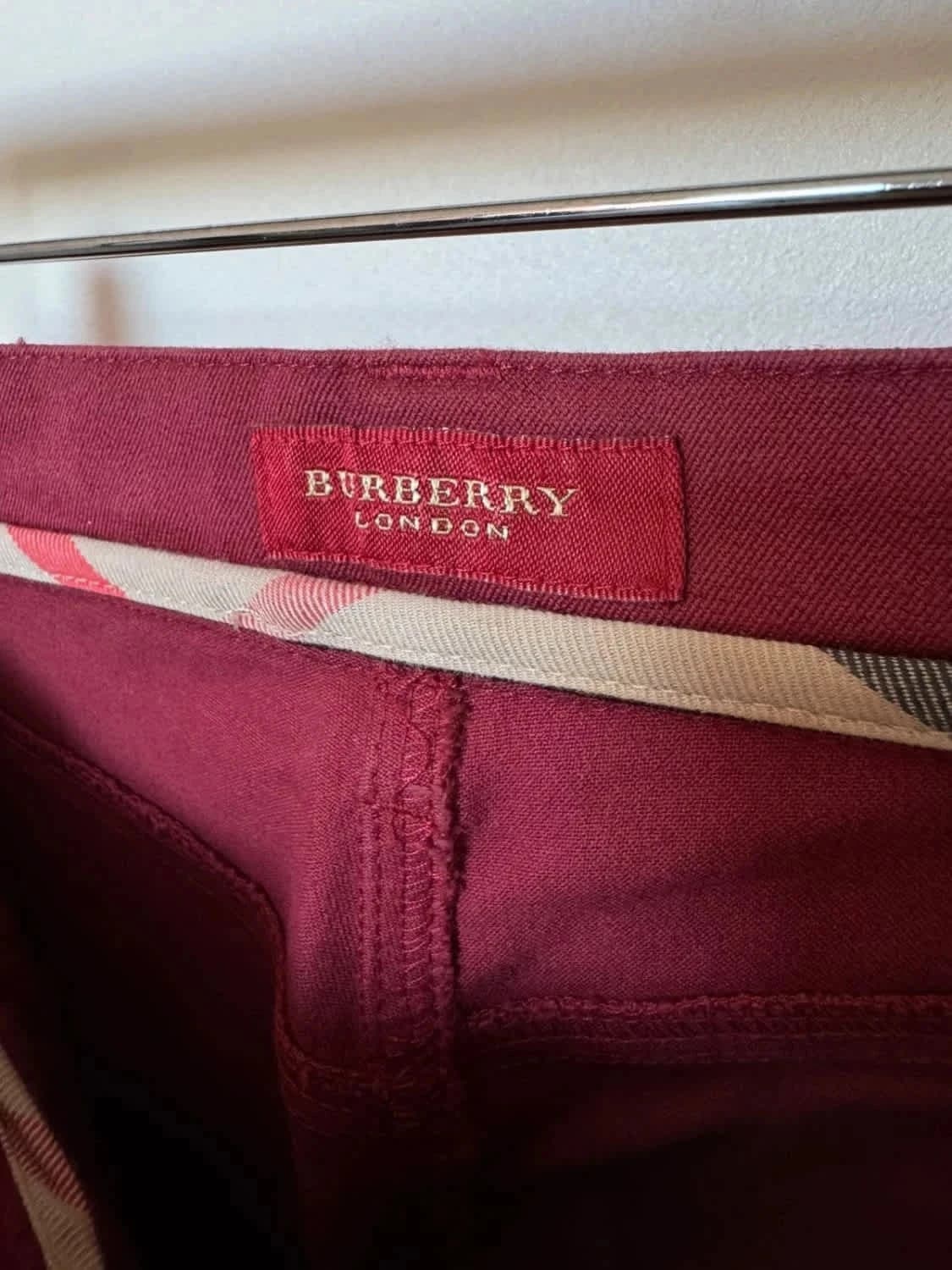 Pantalon Burberry London bordeaux coupe droite straight leg intérieur Nova Check taille 38 - Photo 5/10