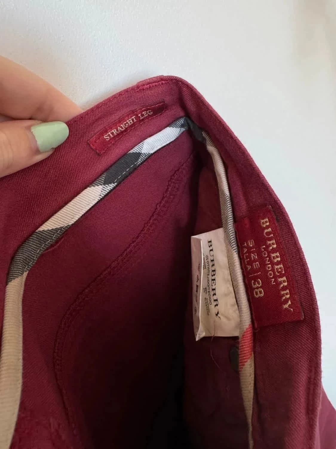 Pantalon Burberry London bordeaux coupe droite straight leg intérieur Nova Check taille 38 - Photo 6/10