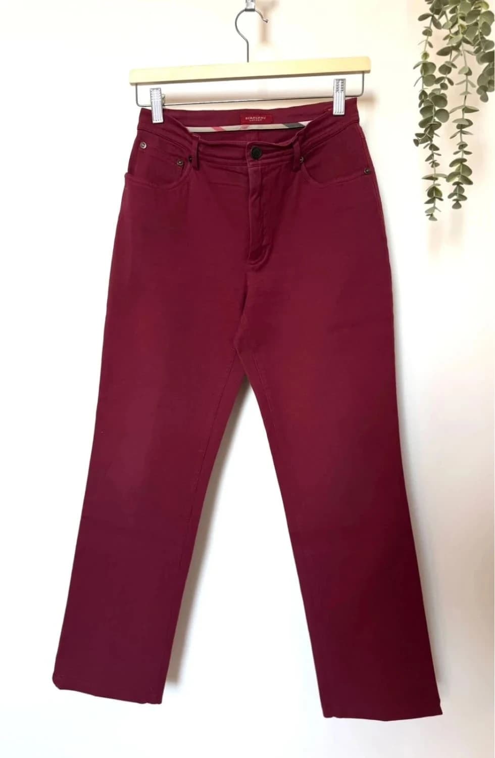 Pantalon Burberry London bordeaux coupe droite straight leg intérieur Nova Check taille 38 - Photo 2/10