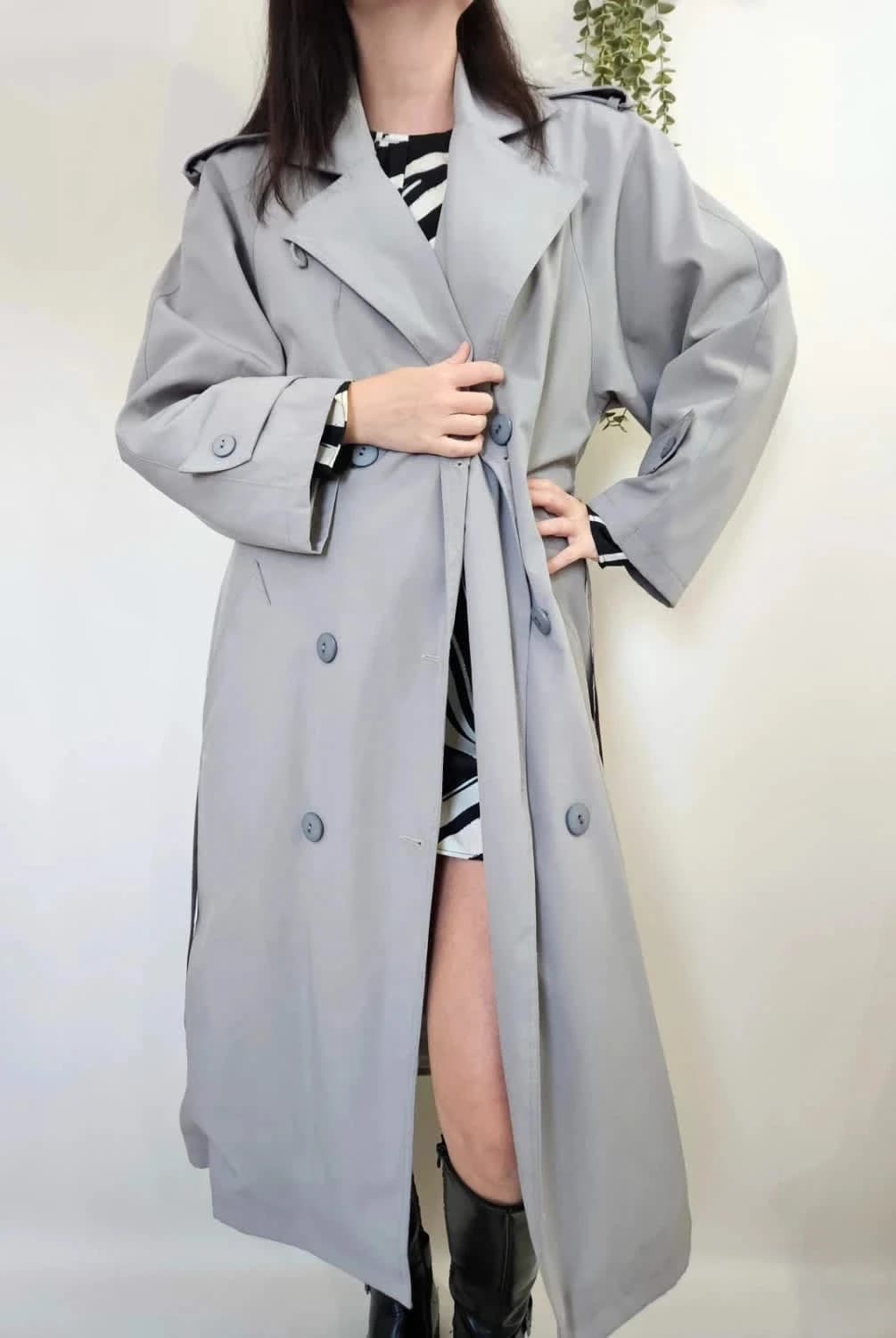 Trench long gris vintage - Photo 1/6