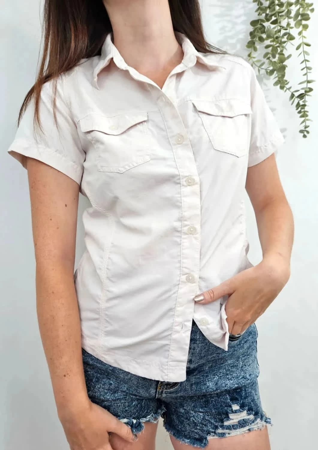 Chemise manches courtes Columbia rose pastel taille XS - Photo 1/9