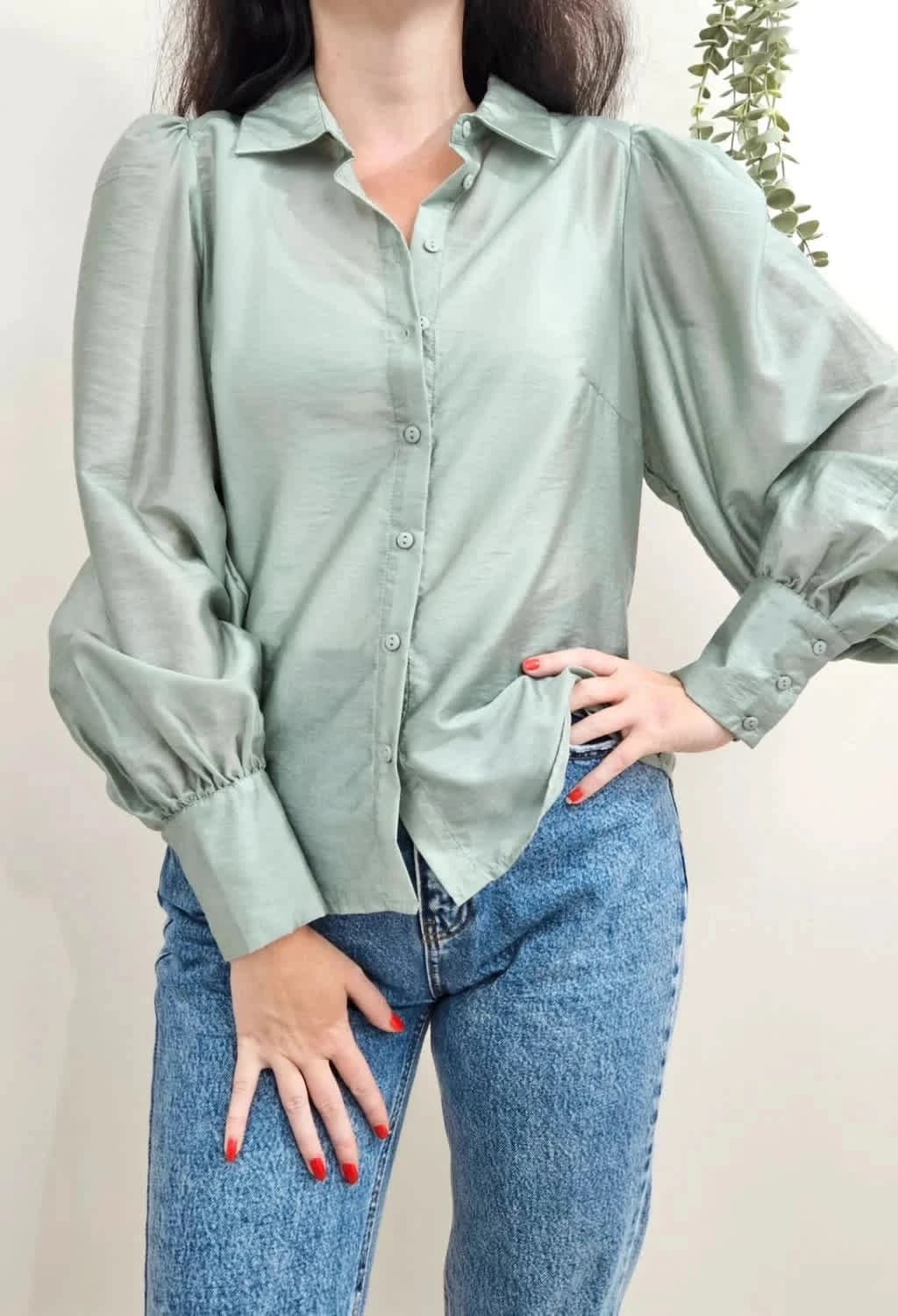 Blouse verte manches bouffantes MSCH taille S - Photo 1/6