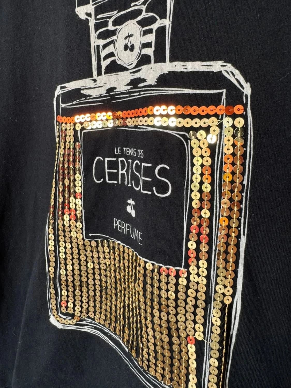 Tee-shirt noir à sequins parfum Le Temps des Cerises taille L - Photo 4/6