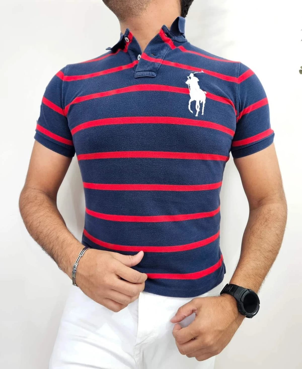 Polo manches courtes rayé Polo Ralph Lauren custom fit bleu rouge taille S - FP251243 - Photo 1/9