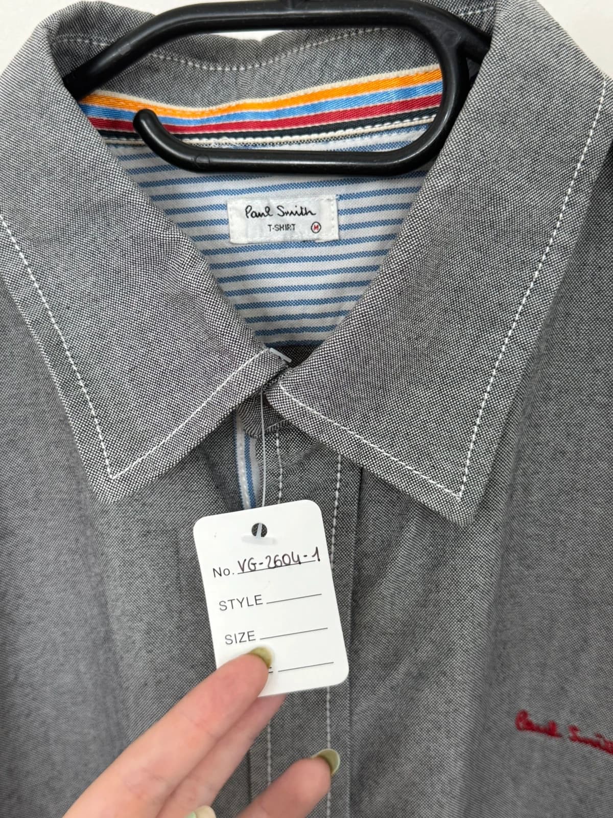 Chemise Paul Smith brodée grise coupe droite taille M - VG26041 - Photo 6/9